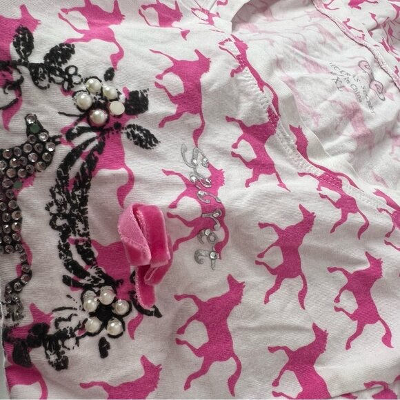 Victoria secret tshirt sport club horses racing bow ribbon π pearls rhinestone - Picture 5 of 9